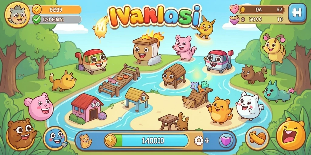 Tampilan home screen dengan berbagai pilihan mode permainan.