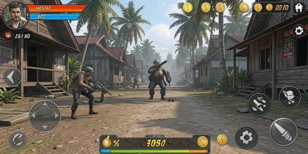 Screenshot menunjukkan karakter utama dalam misi penuh aksi.